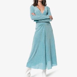 NWOT Rotate Birger Christensen Number 7 Dress Glittery Sparkly Blue Aqua Color